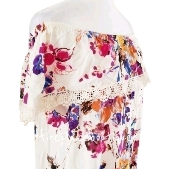 UMGEE WATERCOLOR LACE TRIM MAXI DRESS SZ L - Picture 4 of 7